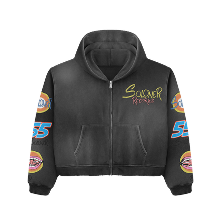SOLONER RECORDS BLACK ZIP-UP