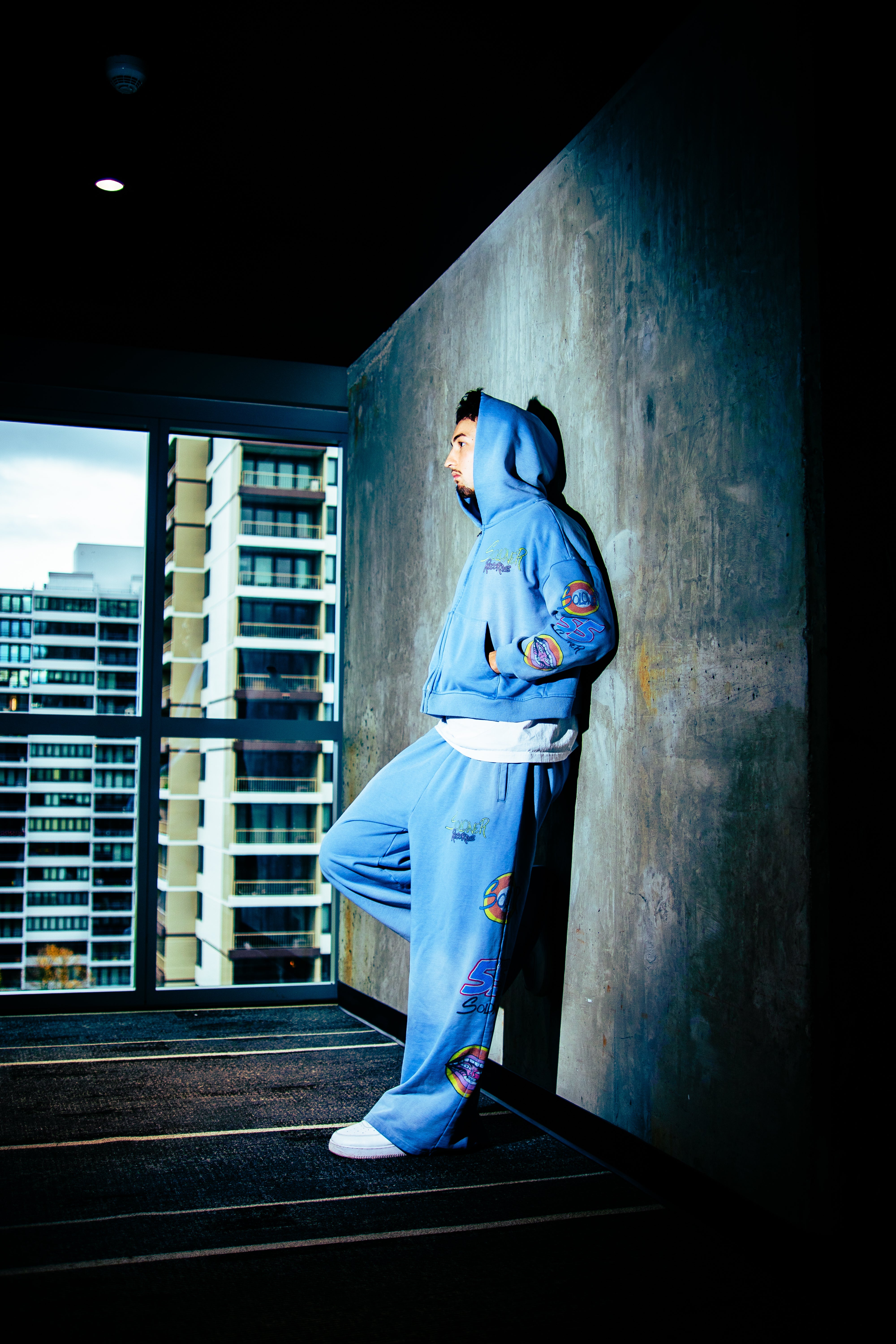 SOLONER RECORDS BLUE SWEATPANTS