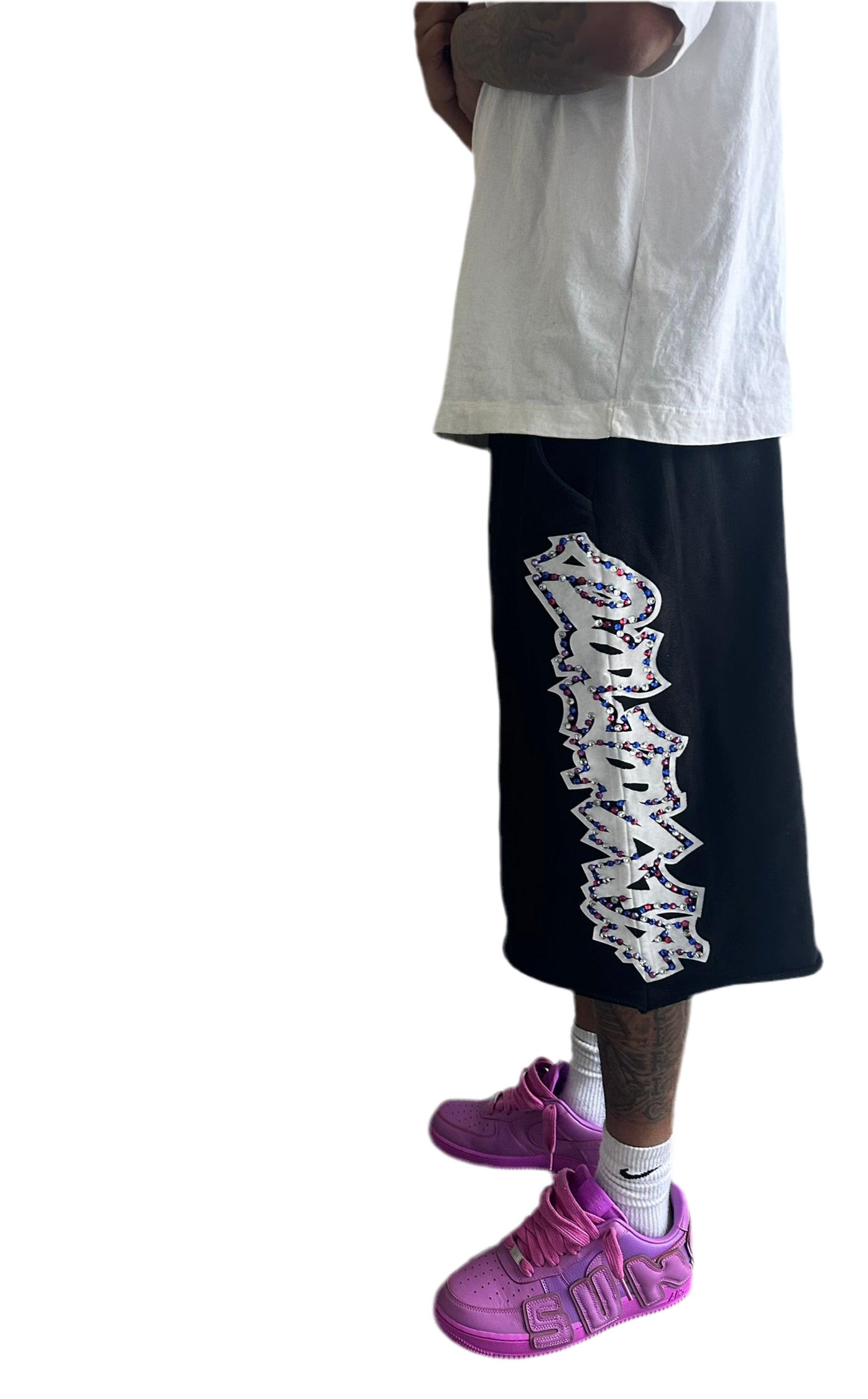 Rhinestone Black SL Shorts
